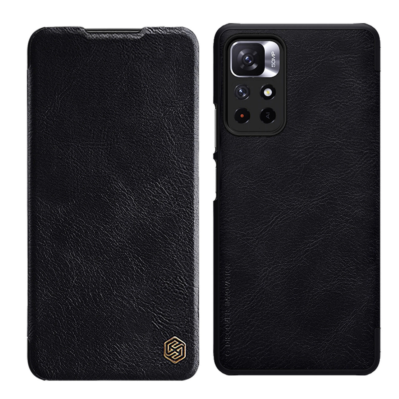 Nillkin Qin Case Flip Case for Xiaomi Redmi Note 11T 5G / 11S 5G / 11 5G (China) / Poco M4 Pro 5G - Black_0