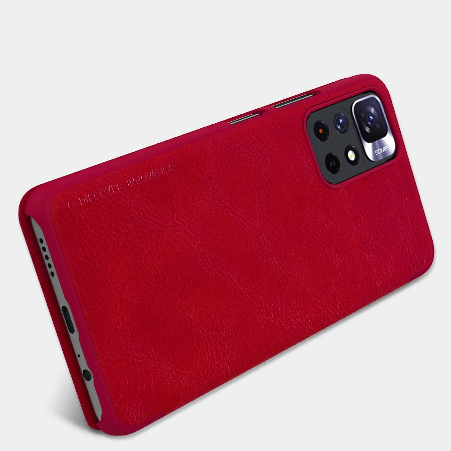 Nillkin Qin Case Case for Xiaomi Redmi Note 11T 5G / Note 11S 5G / Note 11 5G (China) / Poco M4 Pro 5G Camera Cover Holster Cover Flip Case Brown_16