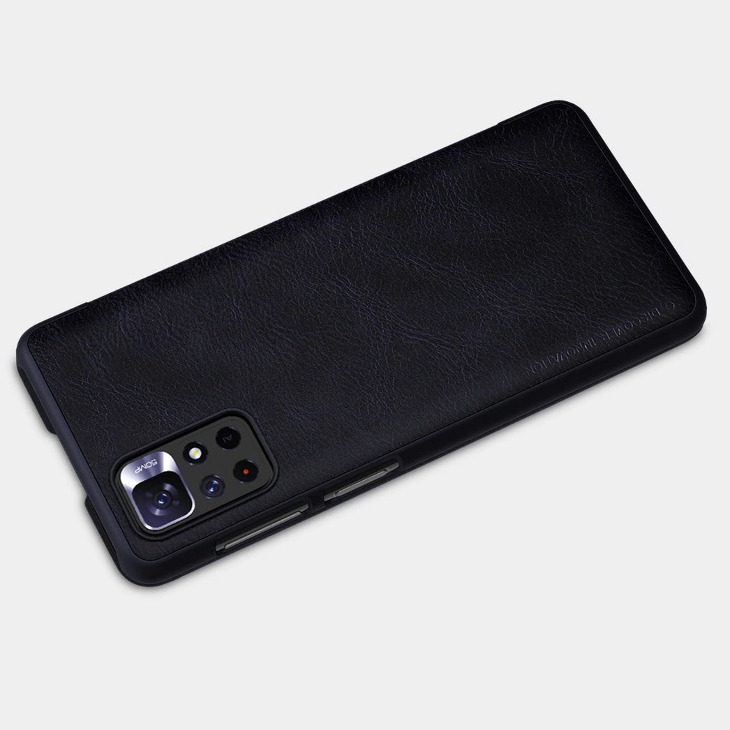 Nillkin Qin Case Case for Xiaomi Redmi Note 11T 5G / Note 11S 5G / Note 11 5G (China) / Poco M4 Pro 5G Camera Cover Holster Cover Flip Case Brown_17