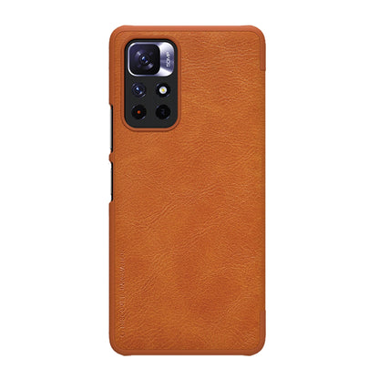 Nillkin Qin Case Case for Xiaomi Redmi Note 11T 5G / Note 11S 5G / Note 11 5G (China) / Poco M4 Pro 5G Camera Cover Holster Cover Flip Case Brown_1