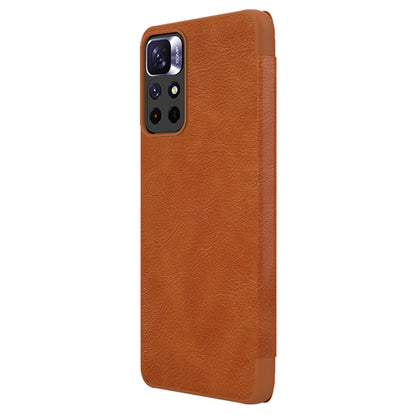 Nillkin Qin Case Case for Xiaomi Redmi Note 11T 5G / Note 11S 5G / Note 11 5G (China) / Poco M4 Pro 5G Camera Cover Holster Cover Flip Case Brown_3