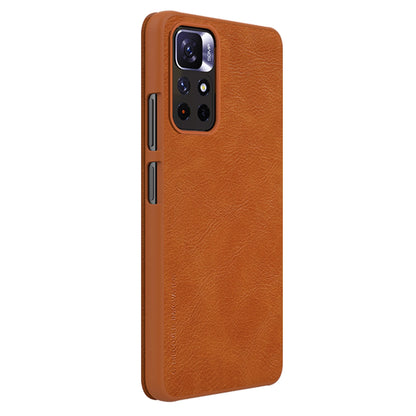 Nillkin Qin Case Case for Xiaomi Redmi Note 11T 5G / Note 11S 5G / Note 11 5G (China) / Poco M4 Pro 5G Camera Cover Holster Cover Flip Case Brown_5