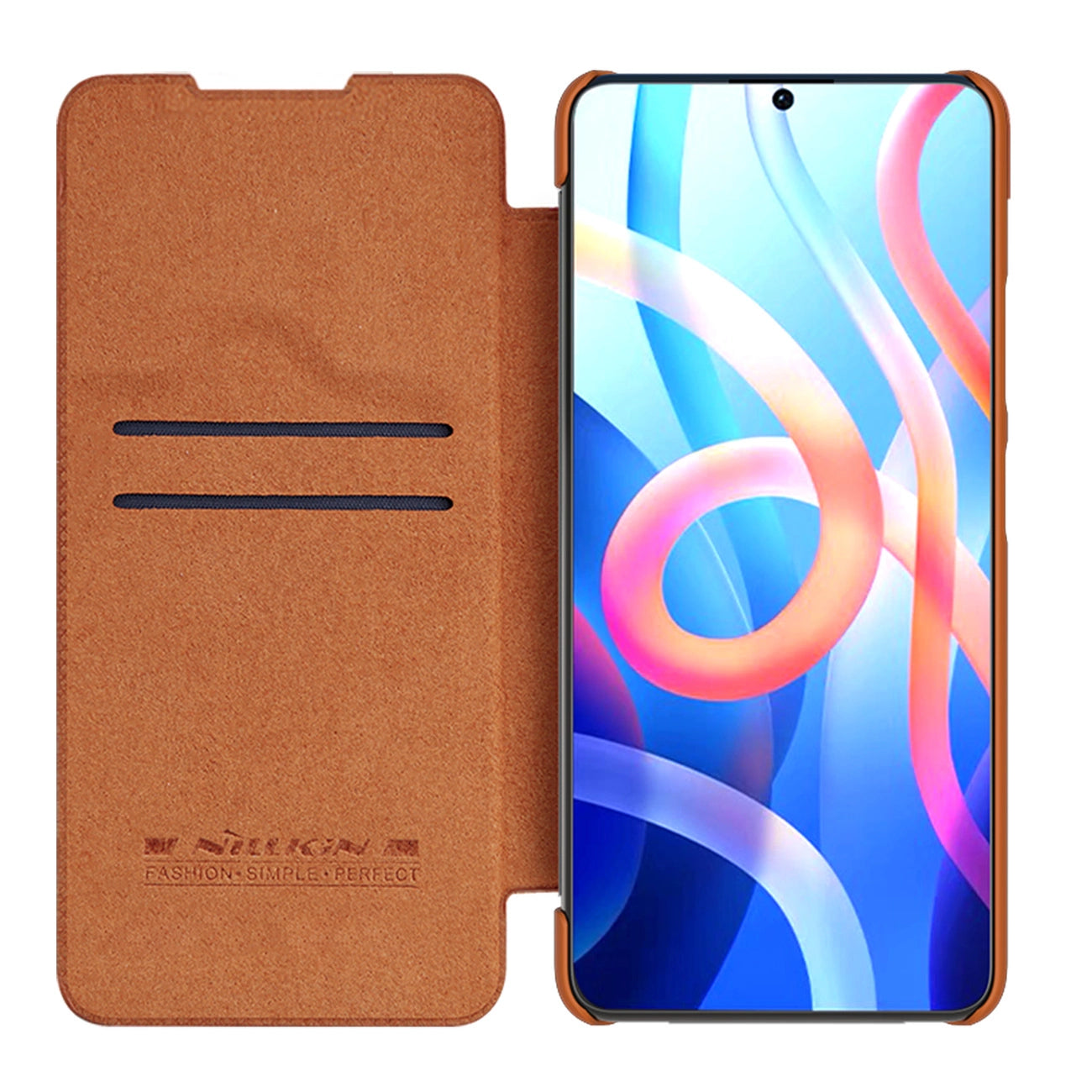 Nillkin Qin Case Case for Xiaomi Redmi Note 11T 5G / Note 11S 5G / Note 11 5G (China) / Poco M4 Pro 5G Camera Cover Holster Cover Flip Case Brown_6