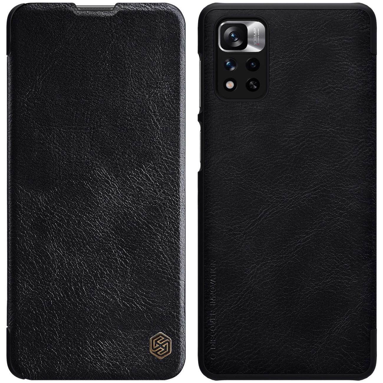 Nillkin Qin Case Case for Xiaomi Redmi Note 11 Pro+ (China) / Redmi Note 11 Pro (China) / Mi11i HyperCharge Camera Protector Holster Cover Flip Case Black_0