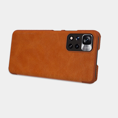 Nillkin Qin Case Case for Xiaomi Redmi Note 11 Pro+ (China) / Redmi Note 11 Pro (China) / Mi11i HyperCharge Camera Protector Holster Cover Flip Case Brown_11