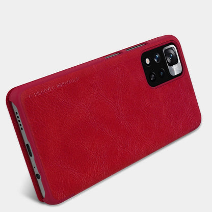 Nillkin Qin Case Case for Xiaomi Redmi Note 11 Pro+ (China) / Redmi Note 11 Pro (China) / Mi11i HyperCharge Camera Protector Holster Cover Flip Case Brown_16
