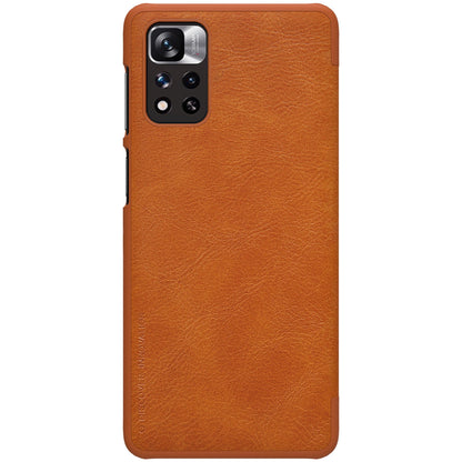 Nillkin Qin Case Case for Xiaomi Redmi Note 11 Pro+ (China) / Redmi Note 11 Pro (China) / Mi11i HyperCharge Camera Protector Holster Cover Flip Case Brown_2