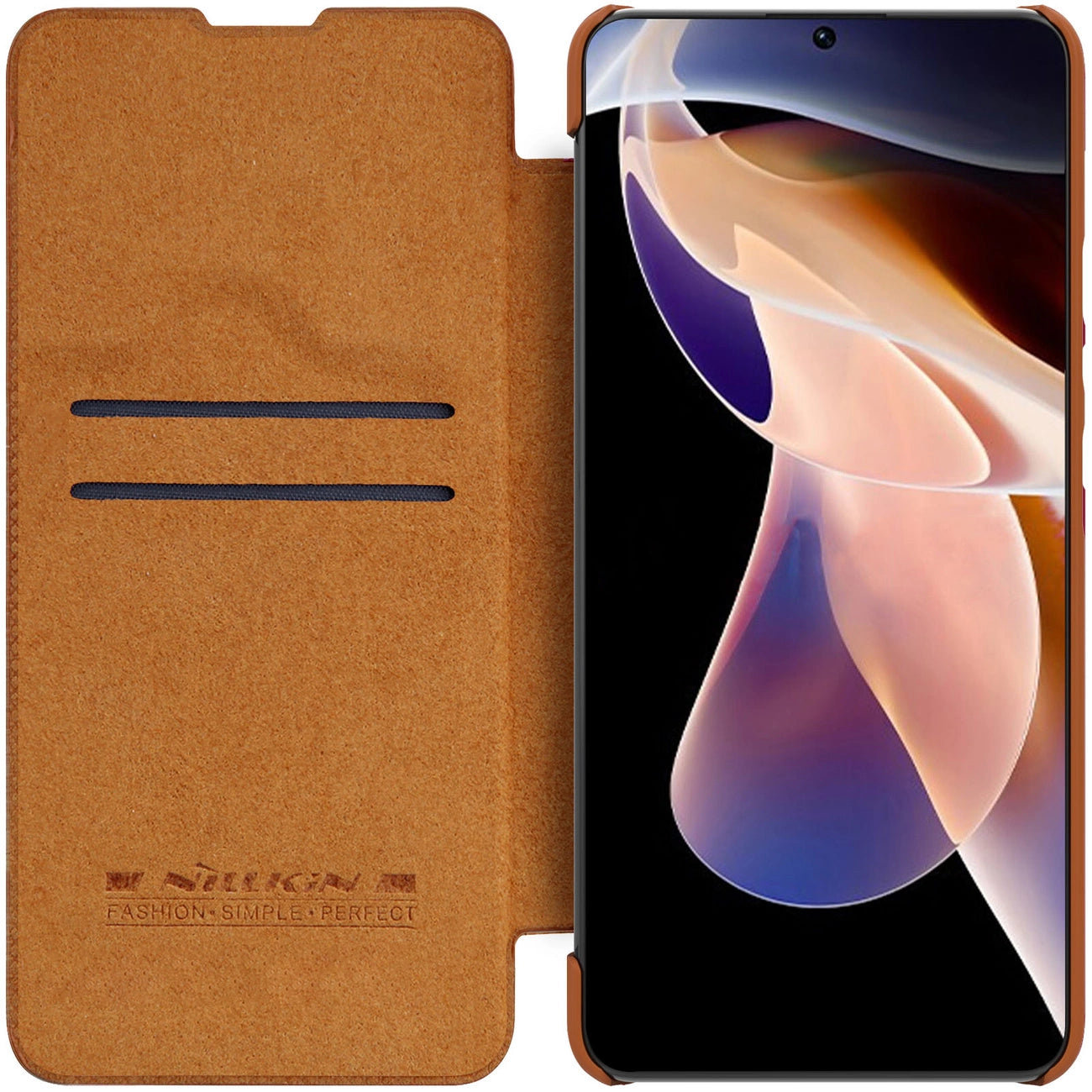 Nillkin Qin Case Case for Xiaomi Redmi Note 11 Pro+ (China) / Redmi Note 11 Pro (China) / Mi11i HyperCharge Camera Protector Holster Cover Flip Case Brown_6