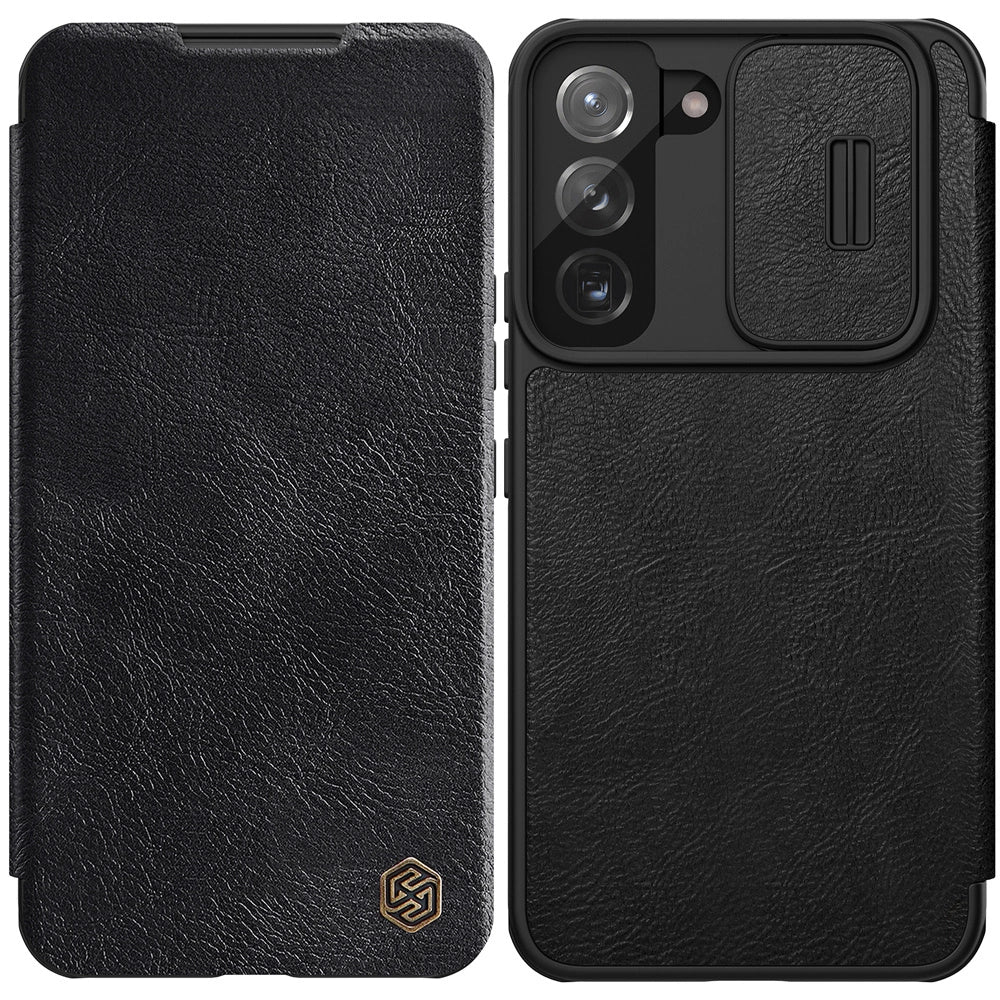 Nillkin Qin Leather Pro Case Case for Samsung Galaxy S22+ (S22 Plus) Camera Protector Holster Cover Flip Case Black_0