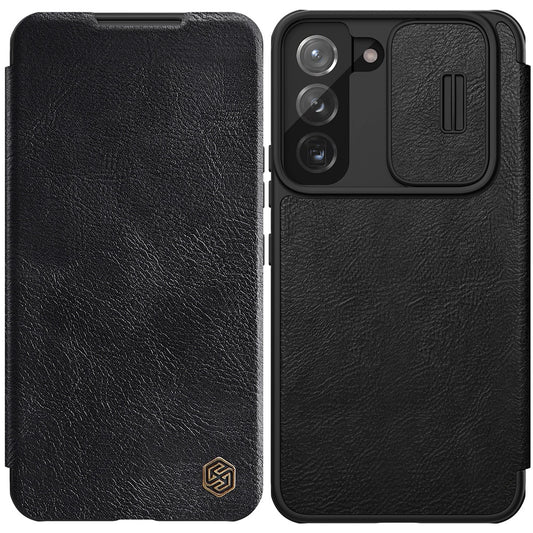Nillkin Qin Leather Pro Case Case for Samsung Galaxy S22+ (S22 Plus) Camera Protector Holster Cover Flip Case Black_0