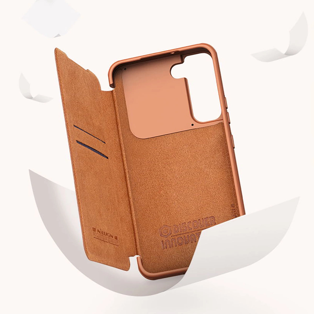 Nillkin Qin Leather Pro Case Case for Samsung Galaxy S22+ (S22 Plus) Camera Protector Holster Cover Flip Case Brown_10