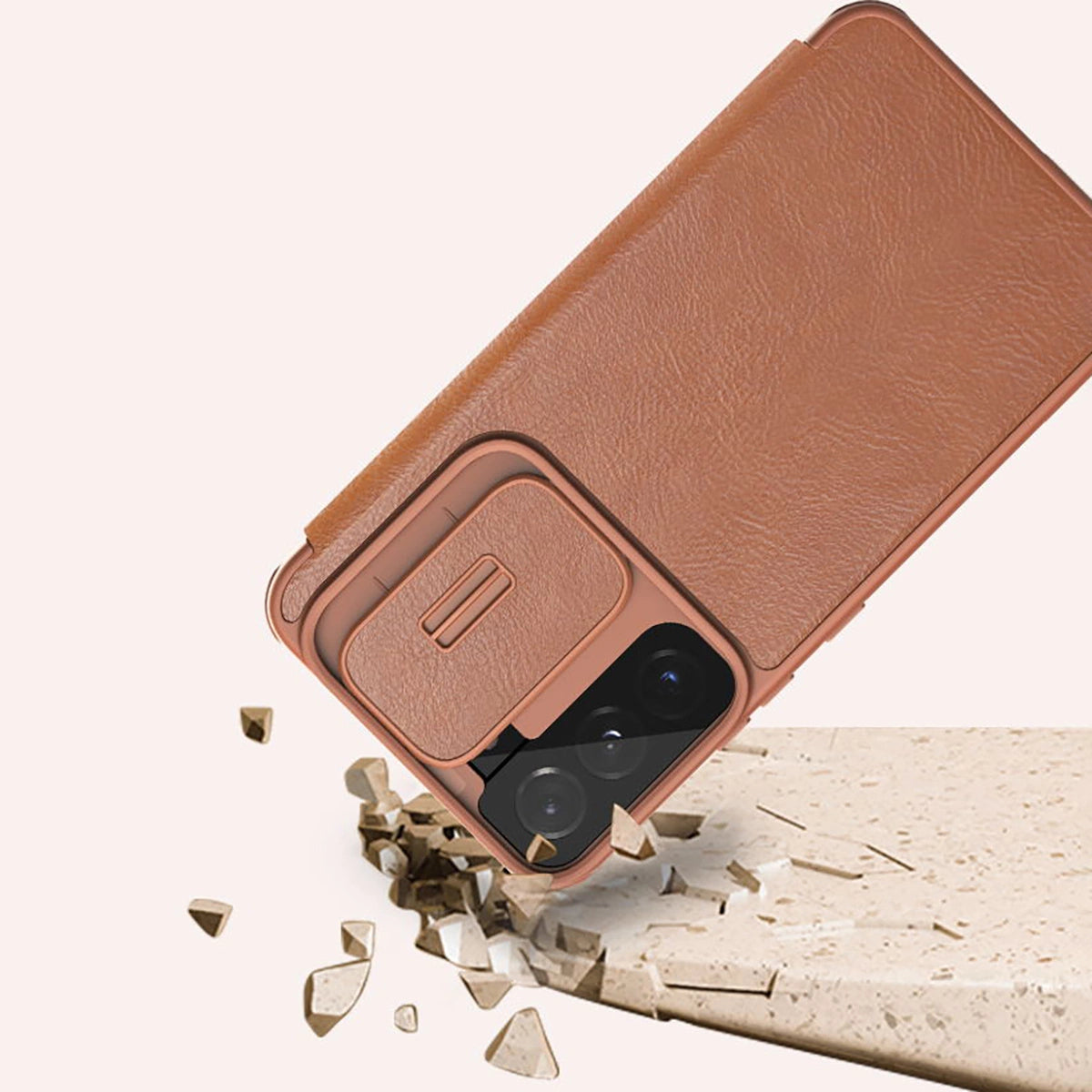 Nillkin Qin Leather Pro Case Case for Samsung Galaxy S22+ (S22 Plus) Camera Protector Holster Cover Flip Case Brown_15