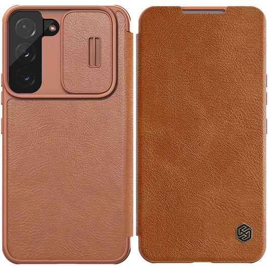 Nillkin Qin Leather Pro Case Case for Samsung Galaxy S22+ (S22 Plus) Camera Protector Holster Cover Flip Case Brown_0