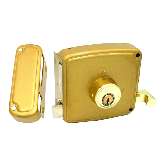 Fechadura de sobreposiÃ§Ã£o crs02 direita 40 x 80 mm pintada em dourado_0