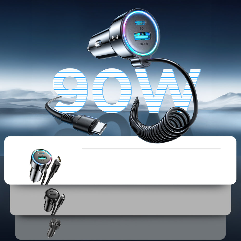 Joyroom JR-CL07 72W 3in1 Car Charger with 1.6m USB-C Cable – Black_5