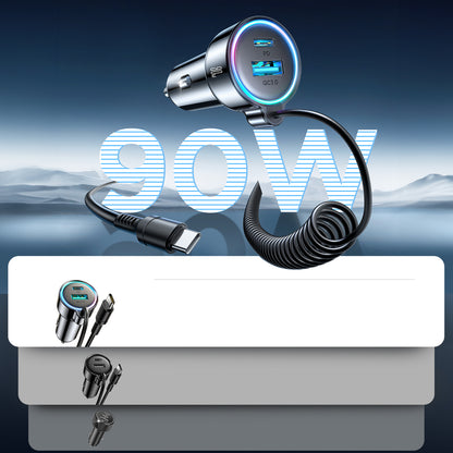 Joyroom JR-CL07 72W 3in1 Car Charger with 1.6m USB-C Cable – Black_5