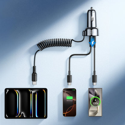 Joyroom JR-CL07 72W 3in1 Car Charger with 1.6m USB-C Cable – Black_6