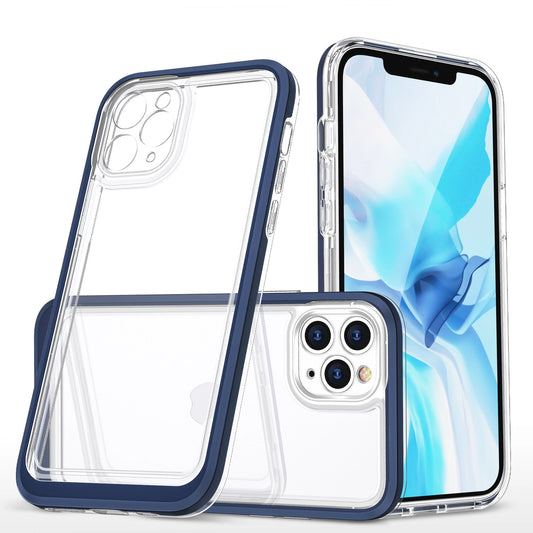 Clear 3in1 case for iPhone 11 Pro Max blue frame gel cover_0