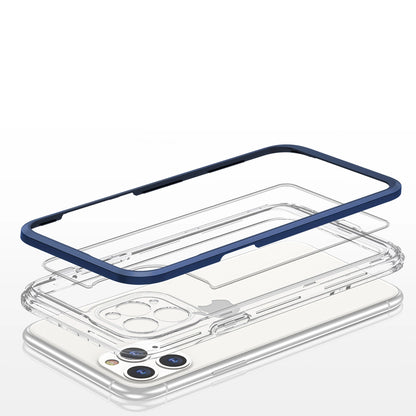 Clear 3in1 case for iPhone 11 Pro Max blue frame gel cover_4