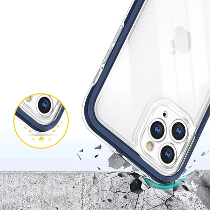 Clear 3in1 case for iPhone 11 Pro Max blue frame gel cover_5