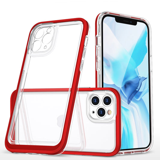 Clear 3in1 Case for iPhone 11 Pro Max Frame Cover Gel Red_0