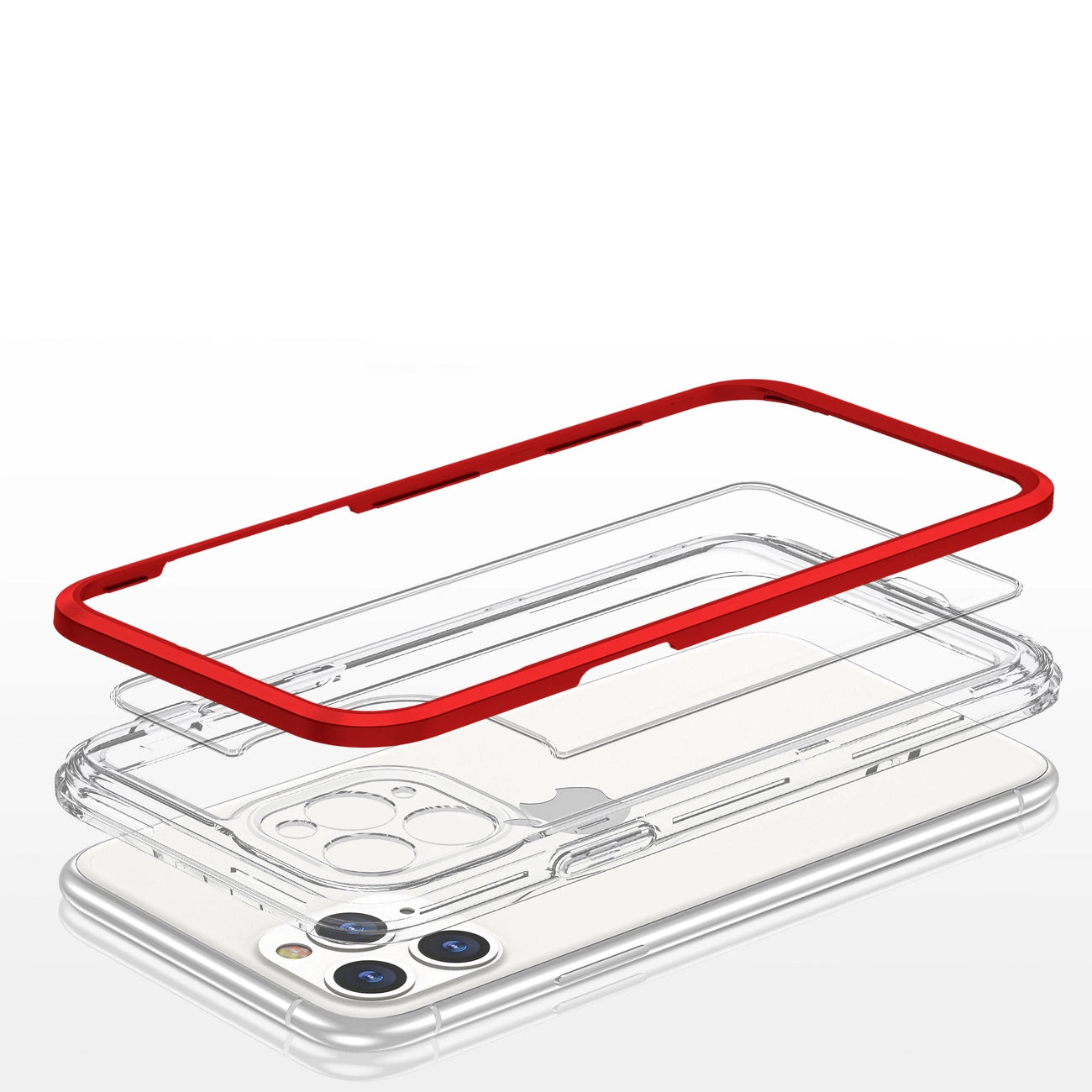 Clear 3in1 Case for iPhone 11 Pro Max Frame Cover Gel Red_4