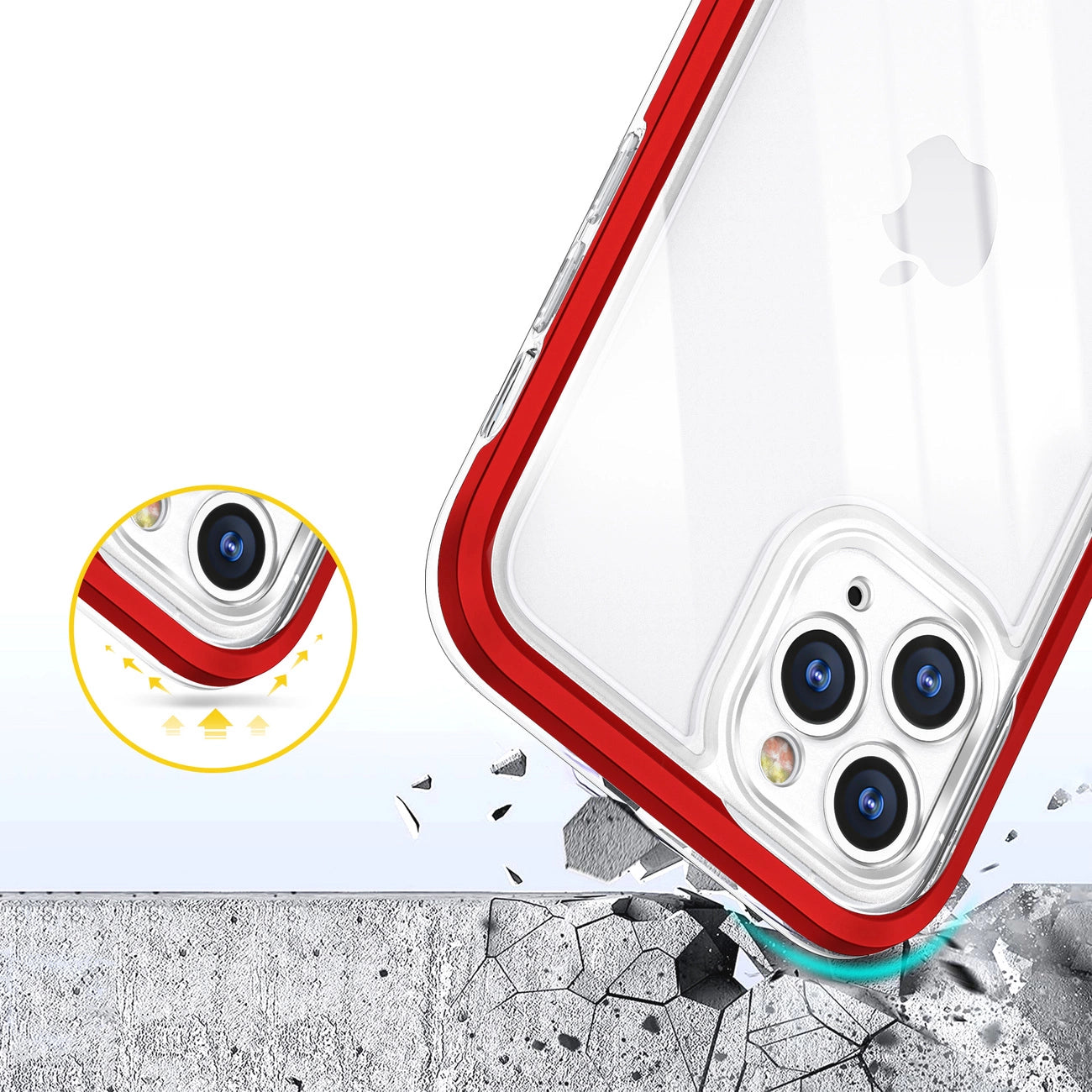 Clear 3in1 Case for iPhone 11 Pro Max Frame Cover Gel Red_5
