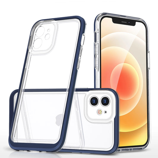 Clear 3in1 case for iPhone 12 blue frame gel cover_0