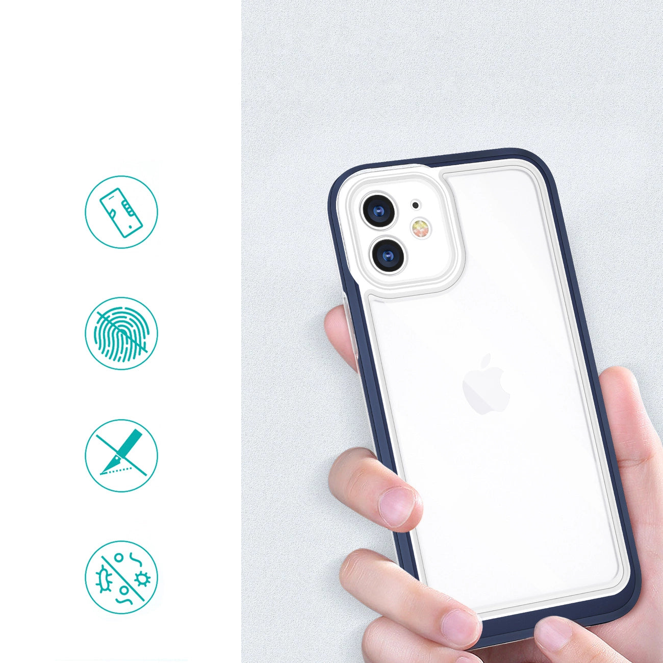 Clear 3in1 case for iPhone 12 blue frame gel cover_1
