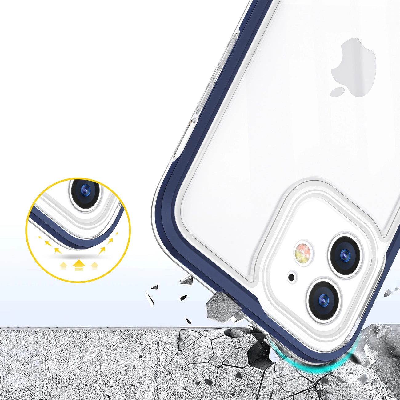 Clear 3in1 case for iPhone 12 blue frame gel cover_5