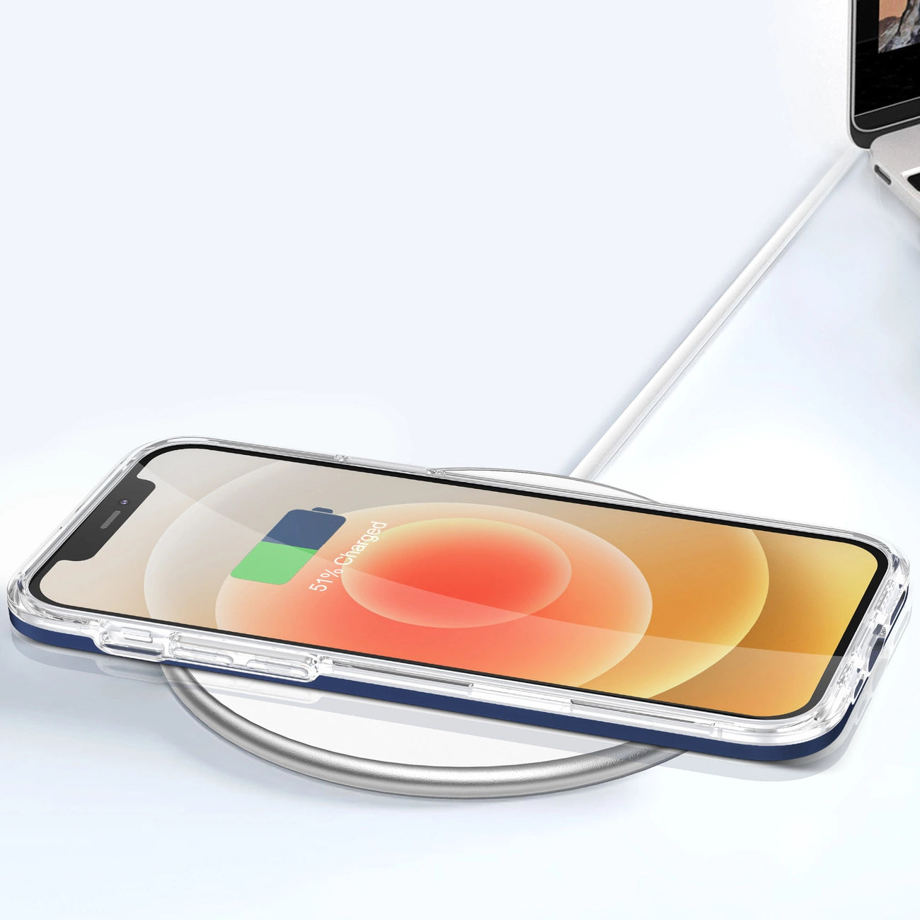 Clear 3in1 case for iPhone 12 blue frame gel cover_6