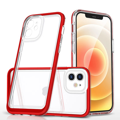 Clear 3in1 case for iPhone 12 frame gel cover red_0