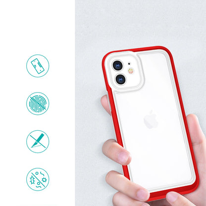 Clear 3in1 case for iPhone 12 frame gel cover red_1