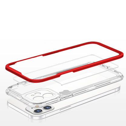 Clear 3in1 case for iPhone 12 frame gel cover red_4