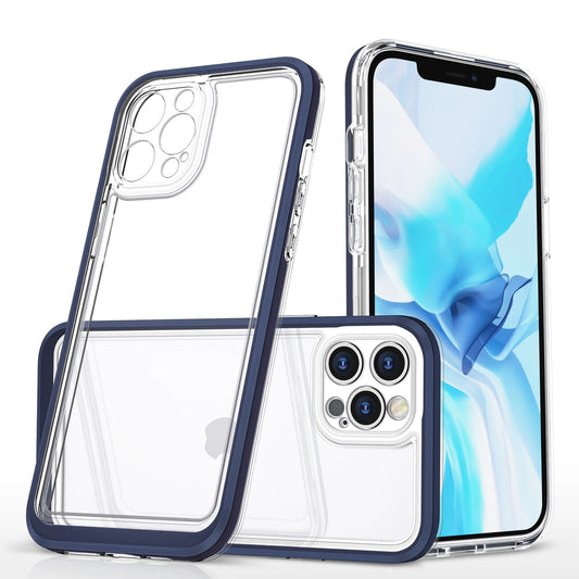 Clear 3in1 case for iPhone 12 Pro blue frame gel cover_0