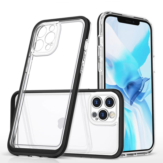 Clear 3in1 case for iPhone 12 Pro Max case gel cover with frame black_0