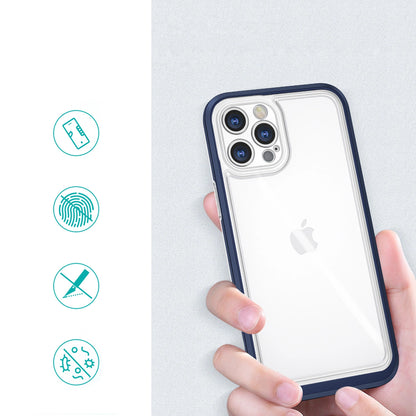 Clear 3in1 case for iPhone 12 Pro Max blue frame gel cover_1
