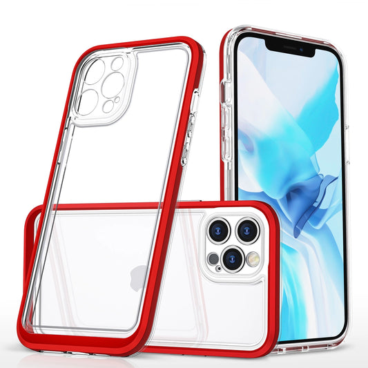 Clear 3in1 Case for iPhone 12 Pro Max Frame Cover Gel Red_0