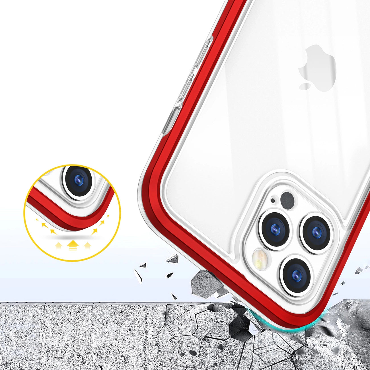 Clear 3in1 Case for iPhone 12 Pro Max Frame Cover Gel Red_5