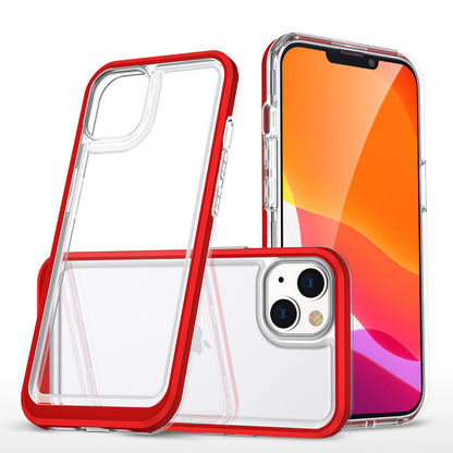 Clear 3in1 case for iPhone 13 mini gel cover with frame red_0