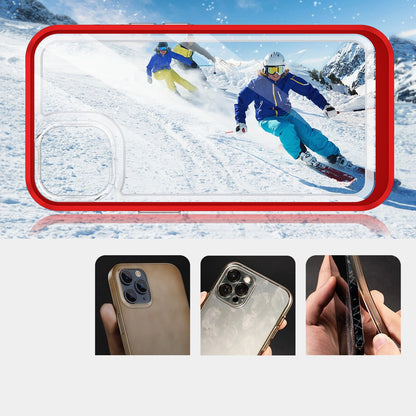 Clear 3in1 case for iPhone 13 mini gel cover with frame red_2