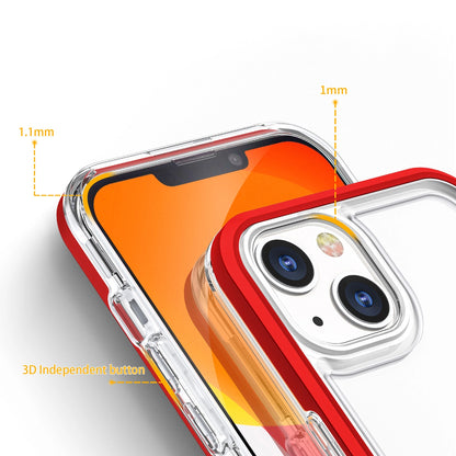 Clear 3in1 case for iPhone 13 mini gel cover with frame red_3