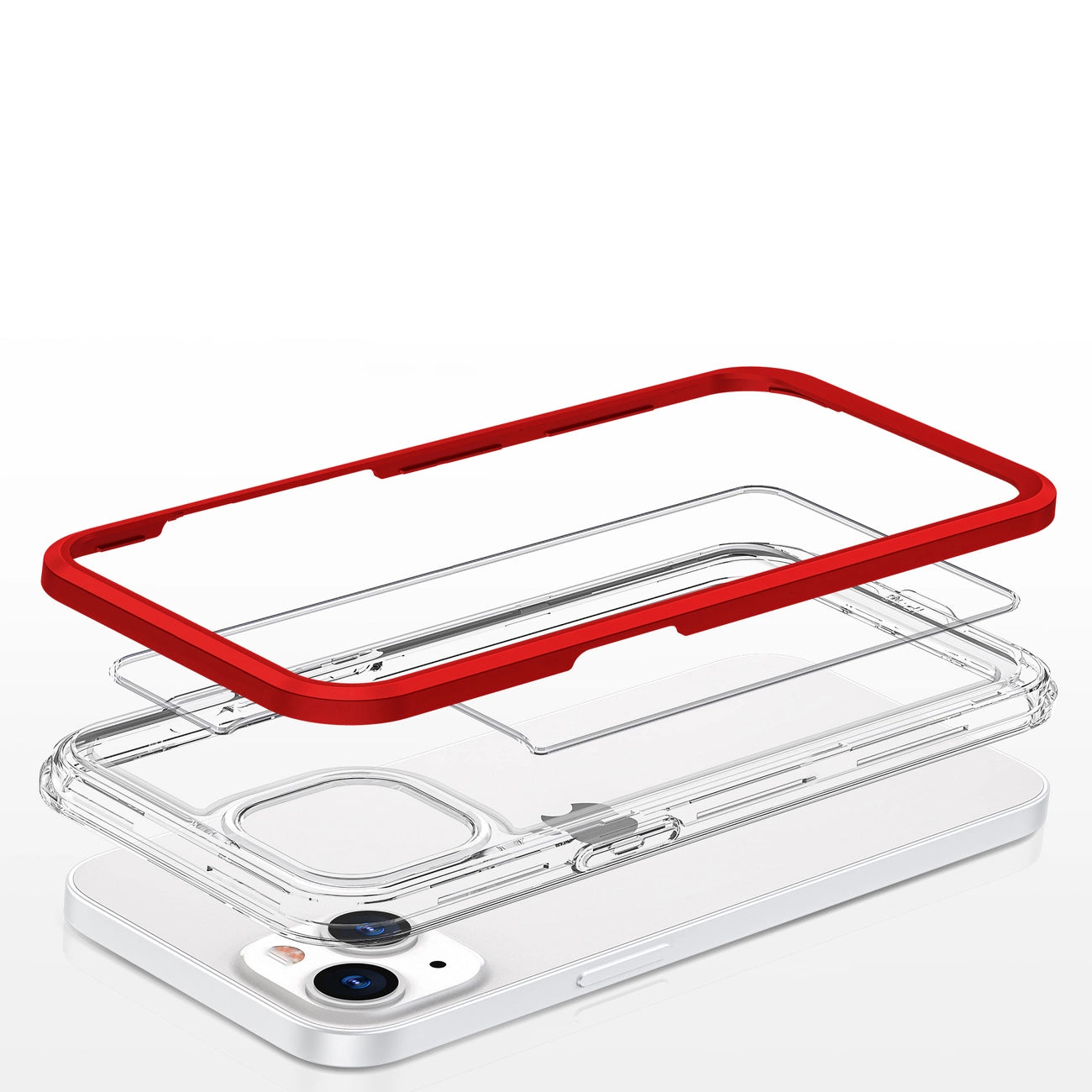 Clear 3in1 case for iPhone 13 mini gel cover with frame red_4