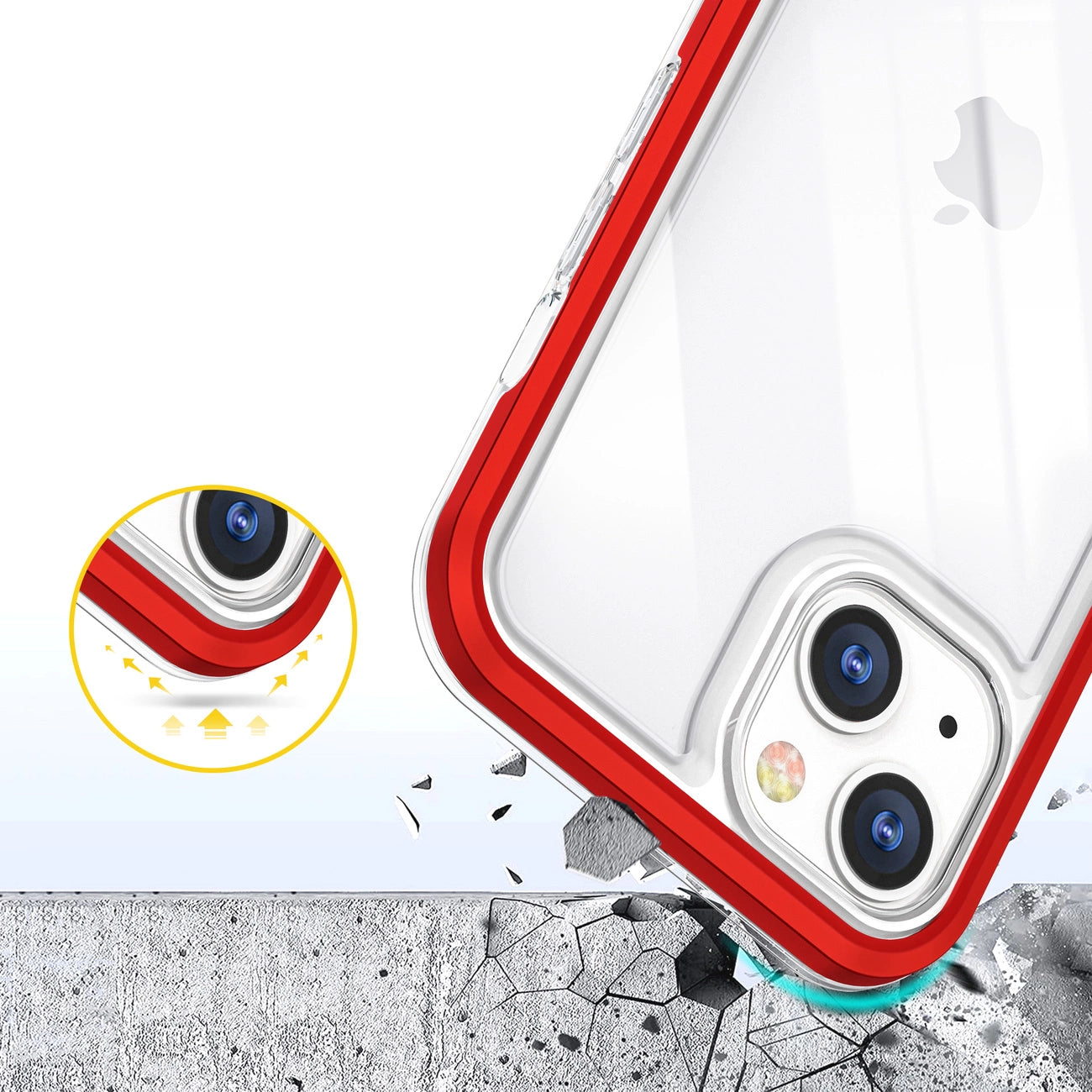Clear 3in1 case for iPhone 13 mini gel cover with frame red_5