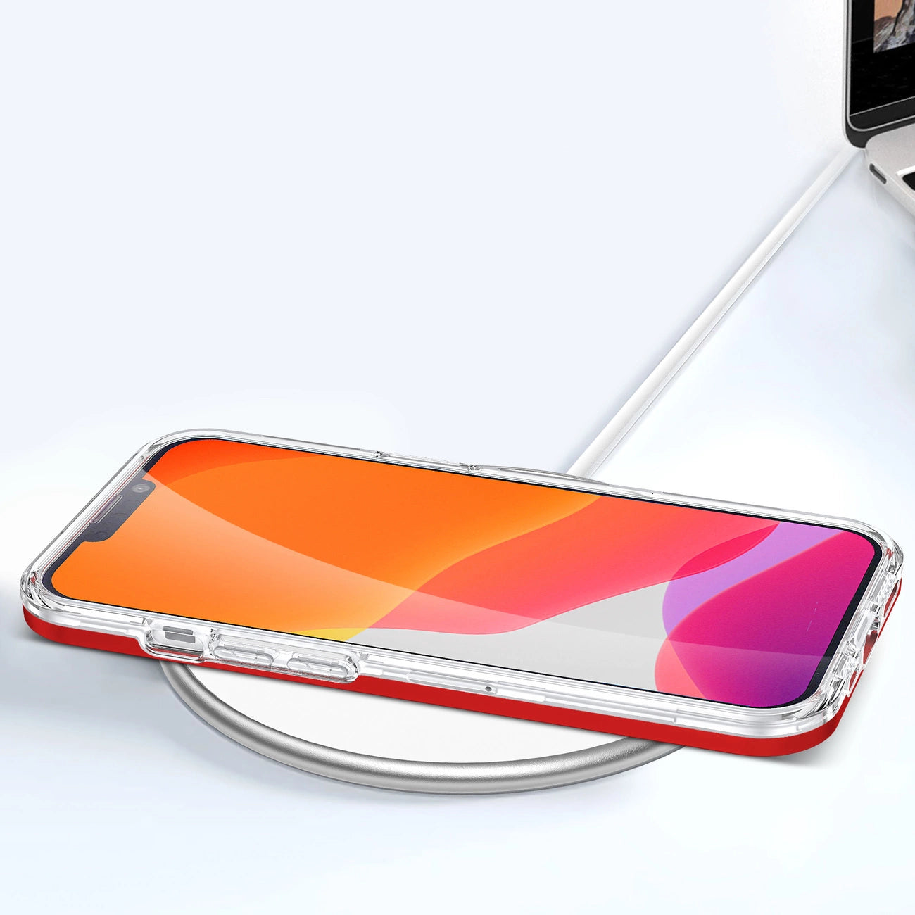 Clear 3in1 case for iPhone 13 mini gel cover with frame red_6