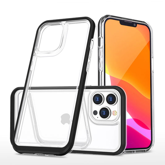 Clear 3in1 case for iPhone 13 Pro Max case gel cover with frame black_0
