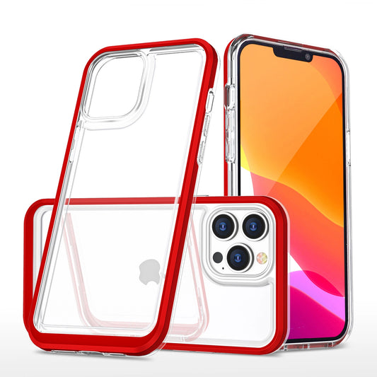 Clear 3in1 Case for iPhone 13 Pro Max Frame Cover Gel Red_0
