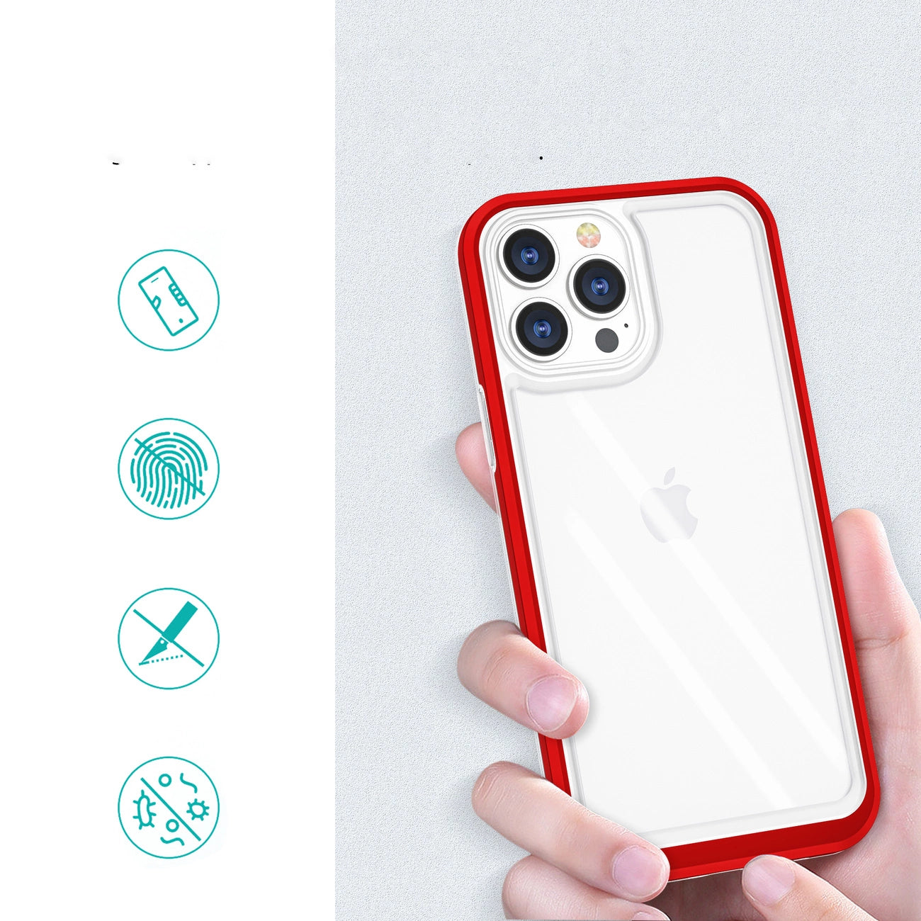 Clear 3in1 Case for iPhone 13 Pro Max Frame Cover Gel Red_1