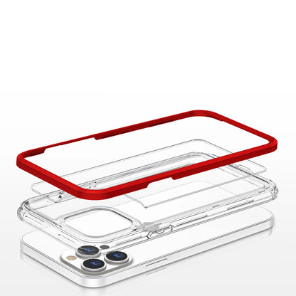 Clear 3in1 Case for iPhone 13 Pro Max Frame Cover Gel Red_4
