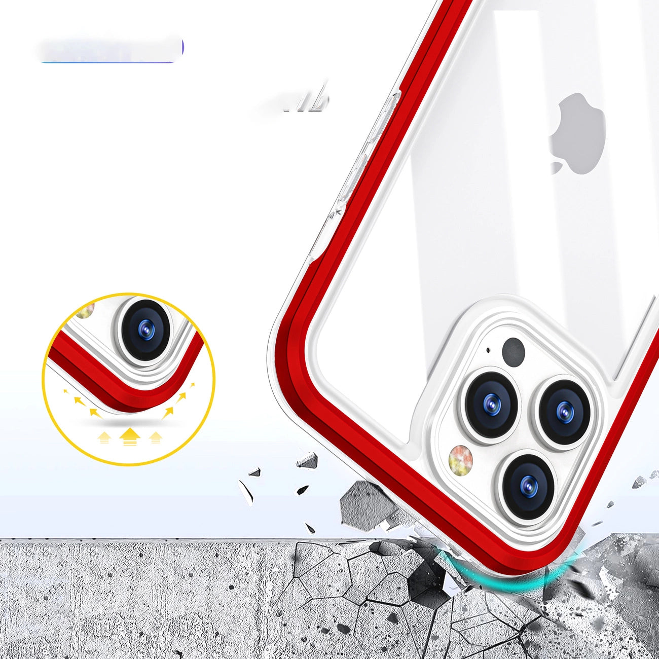 Clear 3in1 Case for iPhone 13 Pro Max Frame Cover Gel Red_5